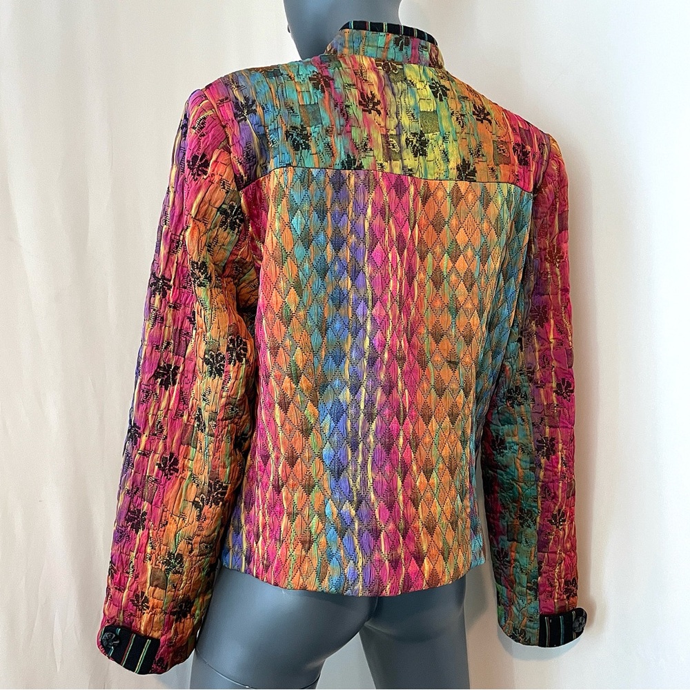80s Multi-Colored Diamond Striped Pattern Blazer - image 5